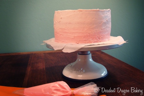 Ombre Rose Cake Crumb Coat Finished